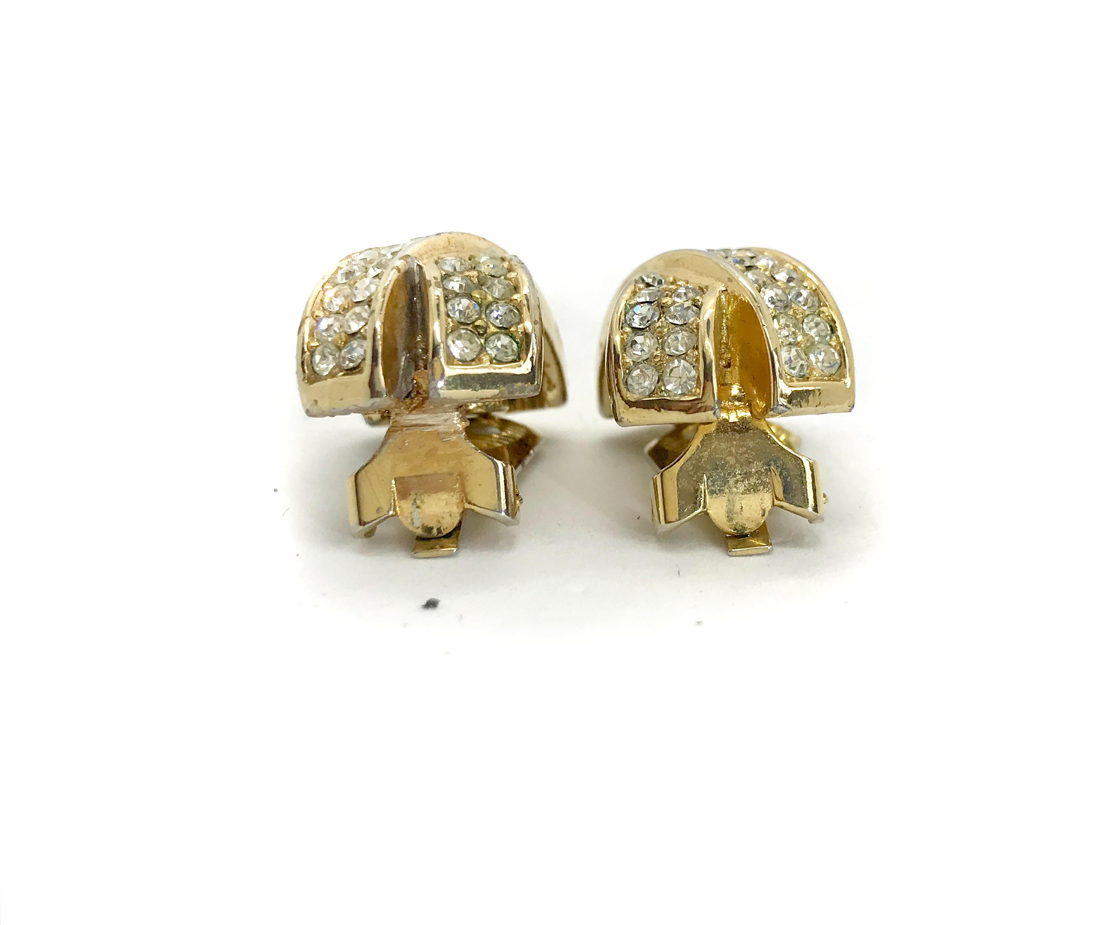 Dior 1980s Vintage Crystal Clip On Statement Earrings. In Good Condition In London, GB
