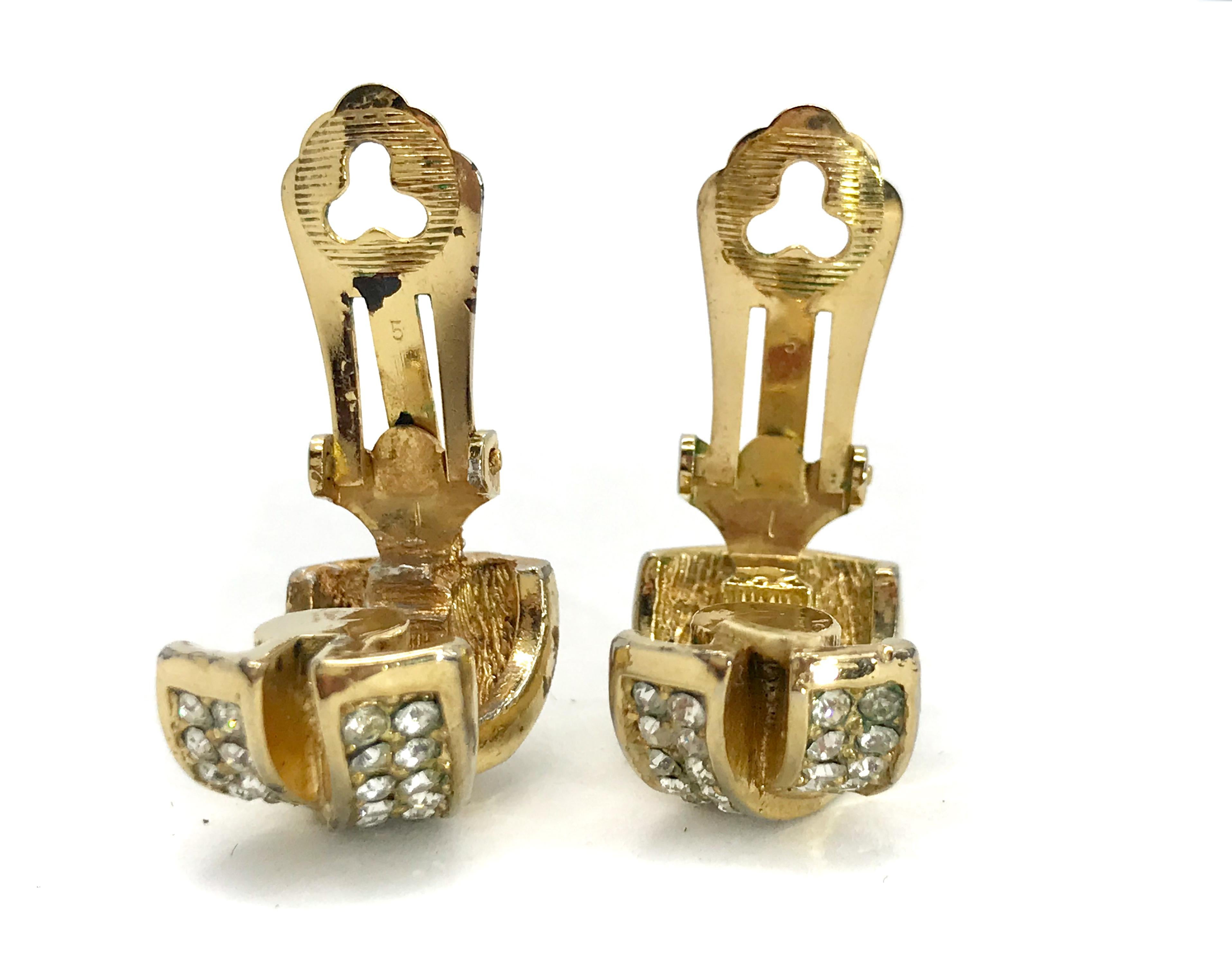 Dior 1980s Vintage Crystal Clip On Statement Earrings. 1