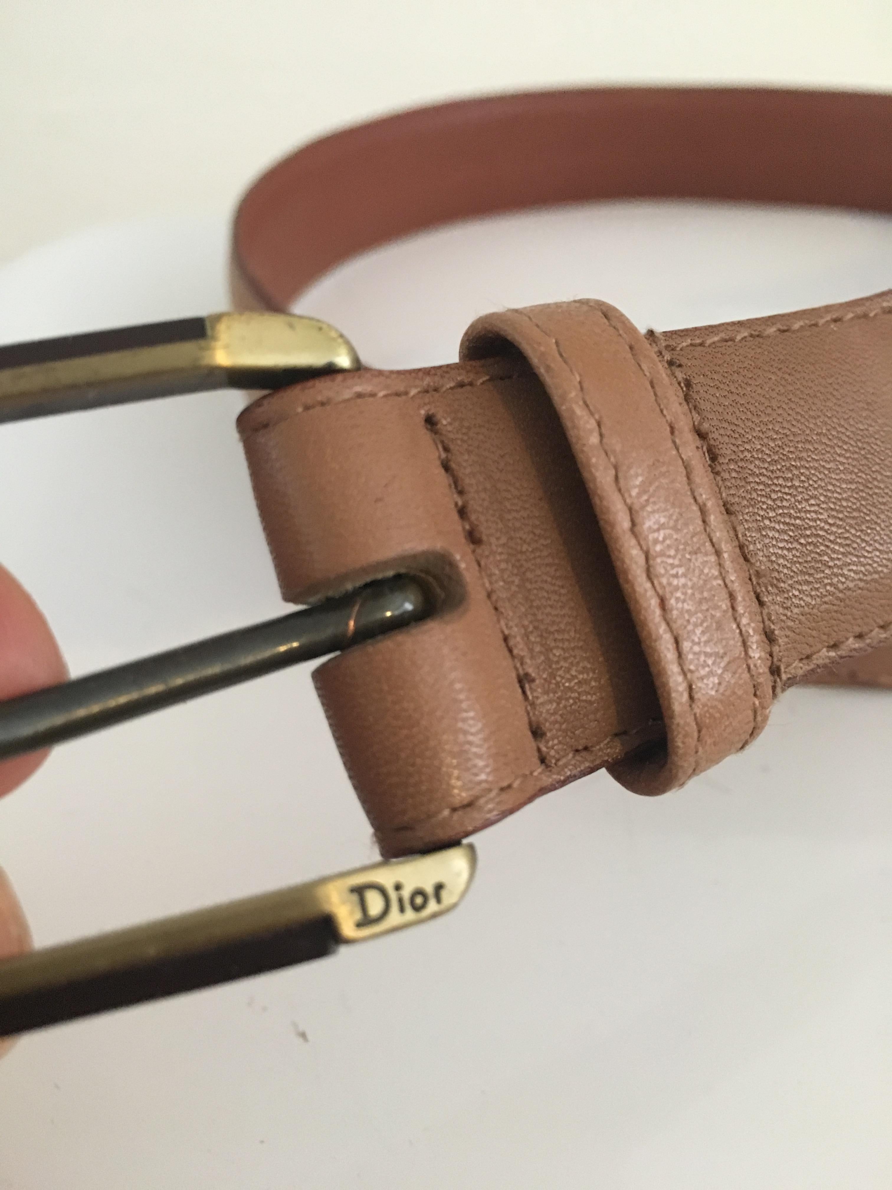 Dior  1990sTan Leather Belt Size 2, 4 & 6. For Sale 6