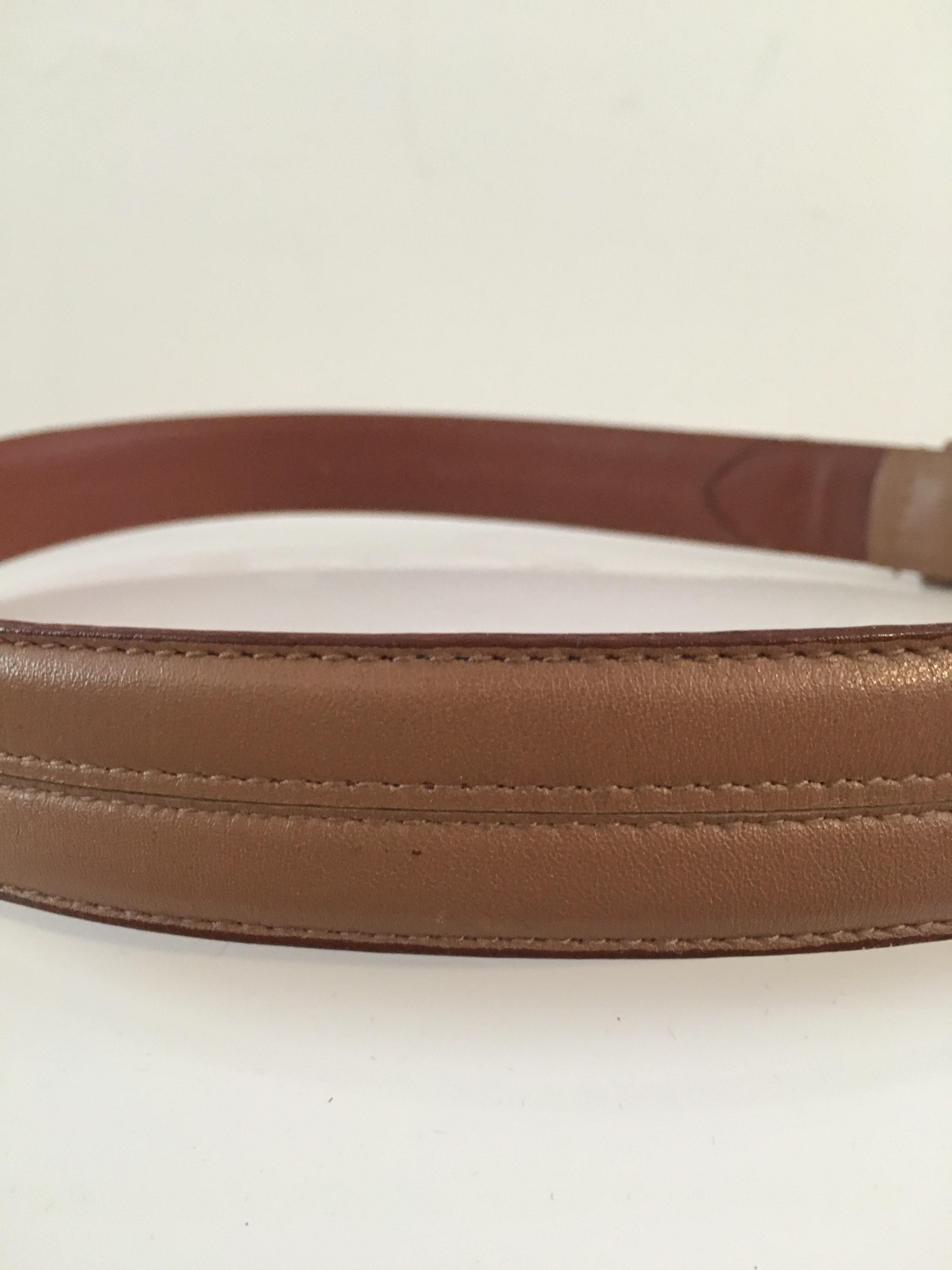 Dior  1990sTan Leather Belt Size 2, 4 & 6. In Good Condition For Sale In Atlanta, GA