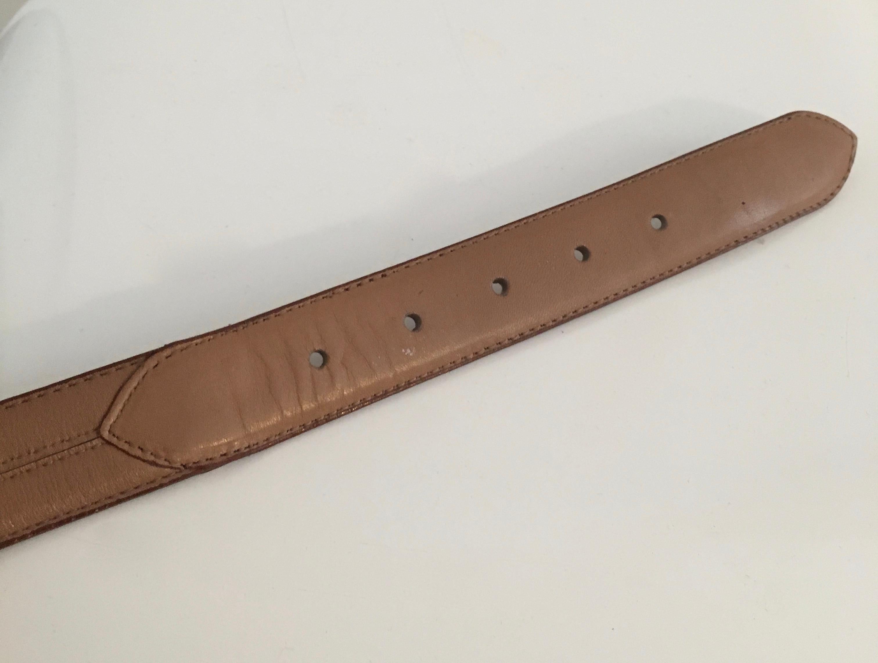 Dior  1990sTan Leather Belt Size 2, 4 & 6. For Sale 4