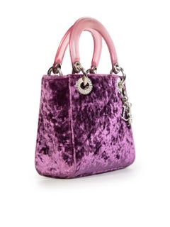 Dior 1997 Purple Velvet Lady Dior Small Handbag