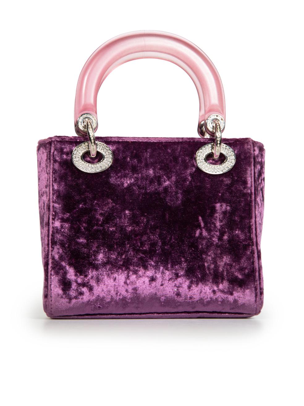 Dior 1997 Purple Velvet Lady Dior Small Handbag In Good Condition In London, GB