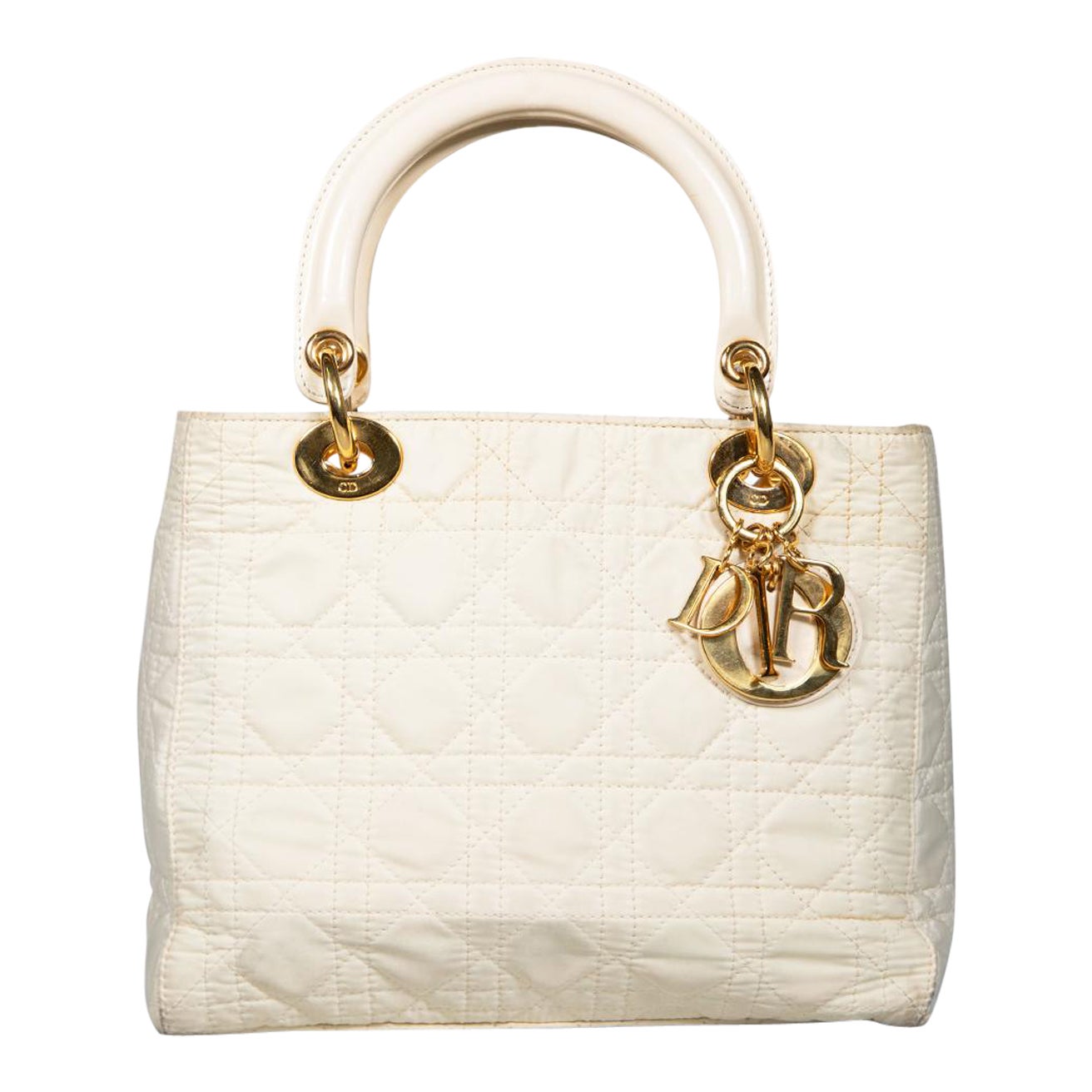 Dior 1999 Vintage Ecru Medium Lady Dior Bag