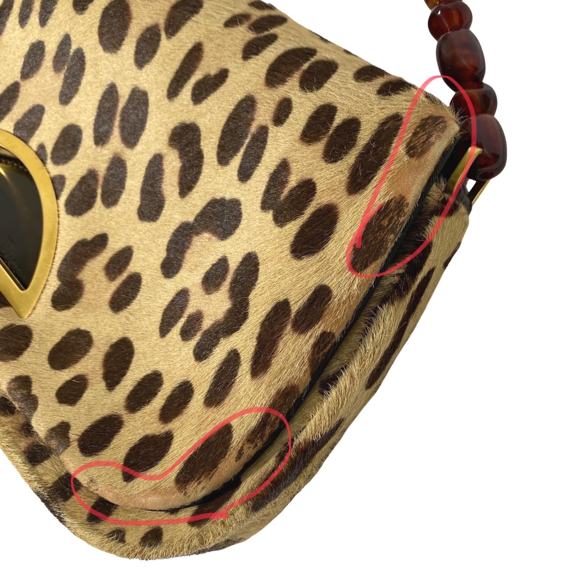 Dior 2000s Malice Leopard Calf Leather BaguetteThe Bag For Sale 4