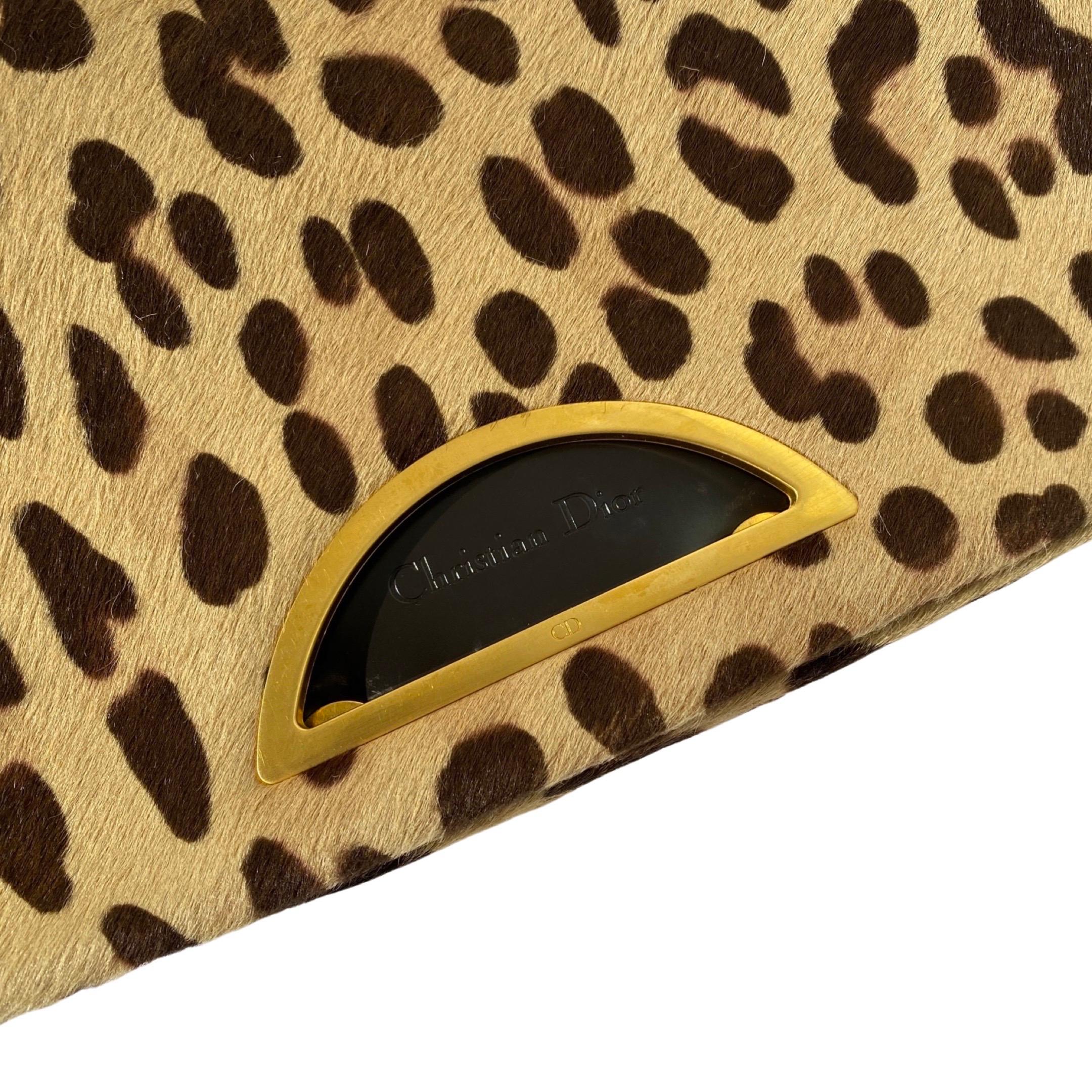Brown Dior 2000s Malice Leopard Calf Leather BaguetteThe Bag For Sale