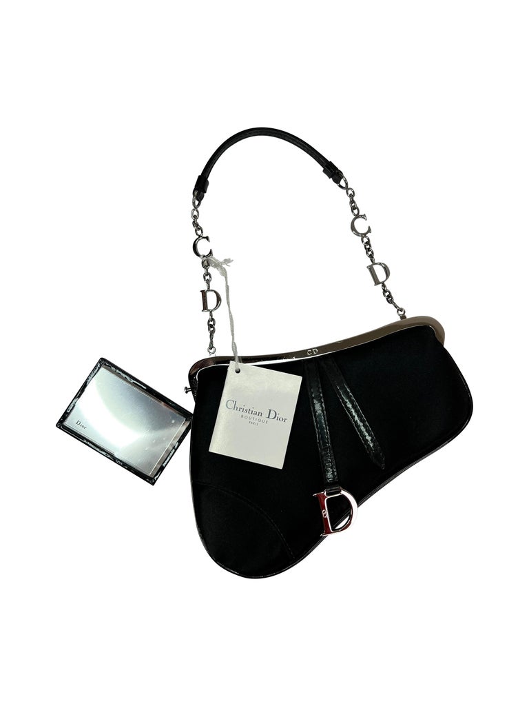 Black Dior 2000s Micro Silk Saddle Bag For Sale