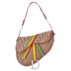 Dior 2004 Rasta Print Monogram Saddle Bag