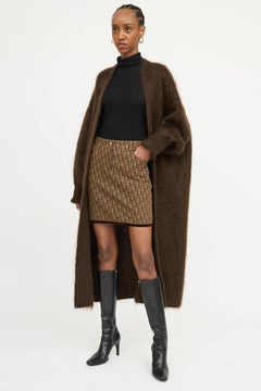 Dior 2005 Galliano Brown Logo Monogram Oblique Trotter Diorissimo Mini Skirt