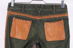 Dior 2006 SS runway Galliano Leather Denim Vintage Jeans 2000s