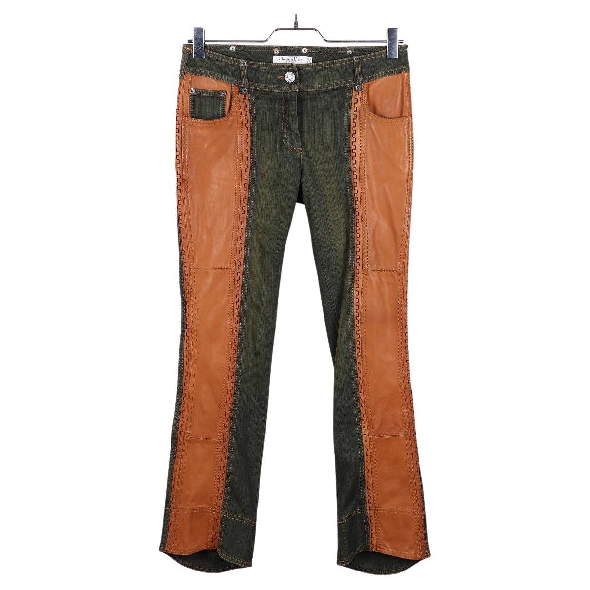 Dior 2006 SS passerella Galliano Pelle Denim Jeans Vintage anni 2000