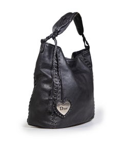 Dior 2007 Black Leather Ethnic Grommet Hobo