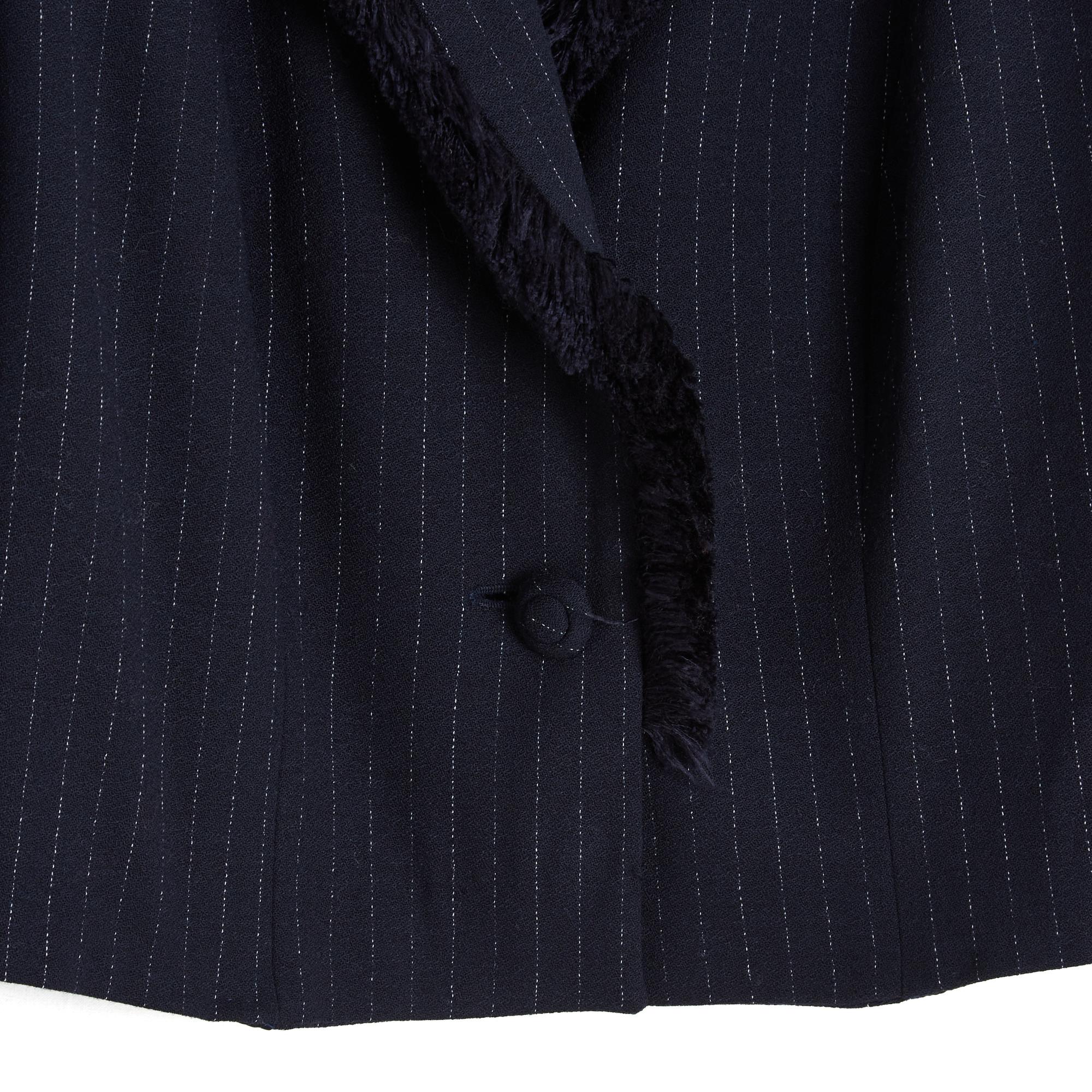 Donna Dior 2008 John Galliano Veste FR38 Gessato Frange Giacca Cropped Blazer UK10 U