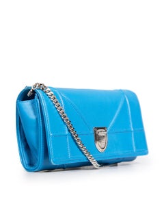 Dior 2011 Blue Leather Diorama Wallet on Chain