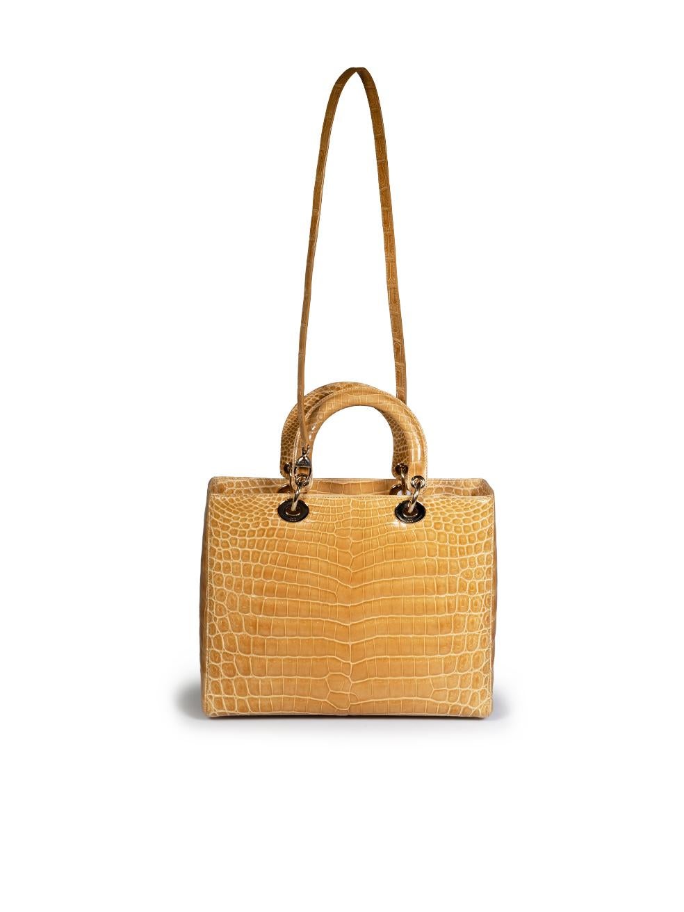 Orange Dior 2012 Camel Croc Leather Lady Dior Handbag For Sale