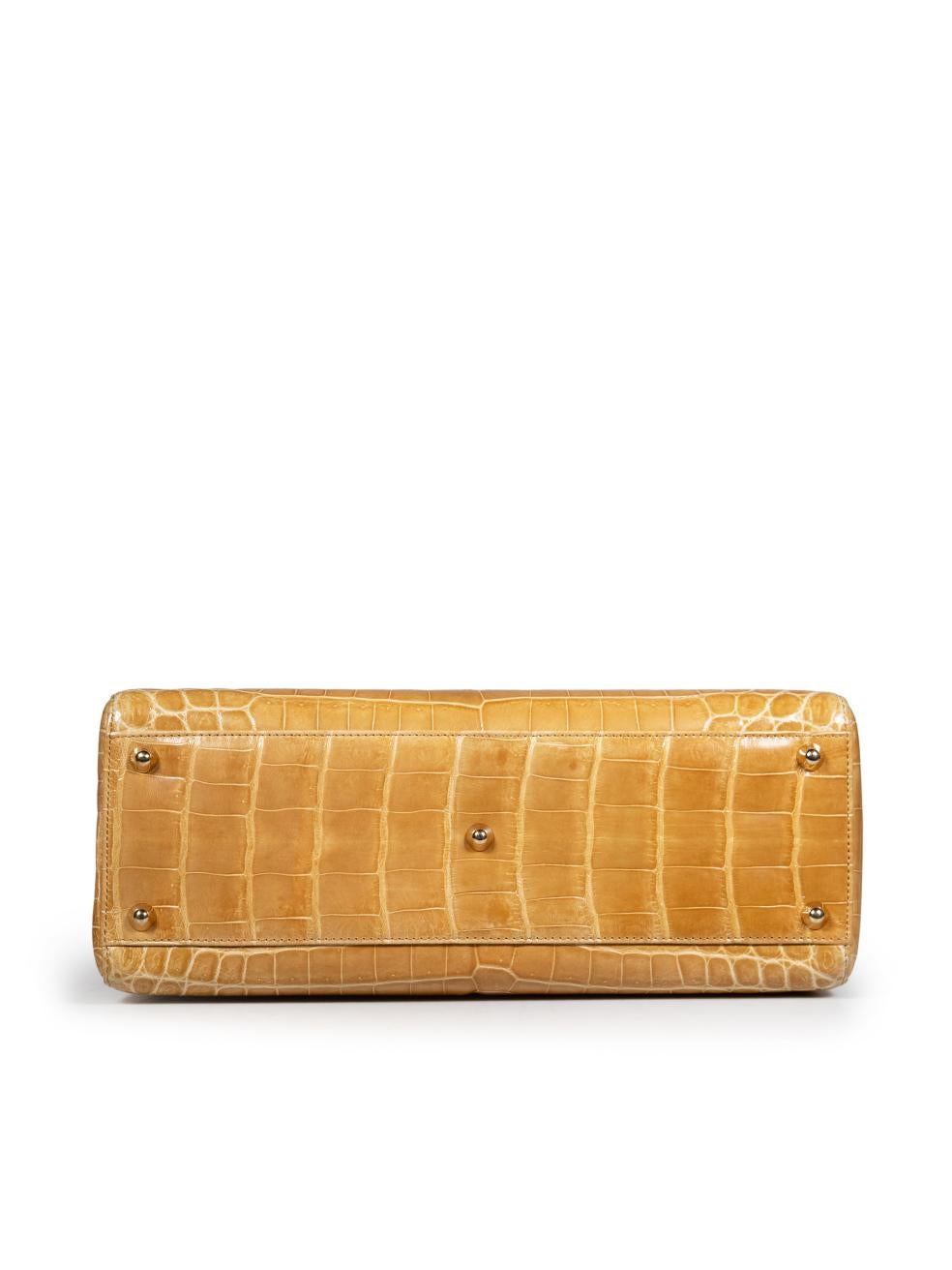 Dior 2012 Camel Croc Leather Lady Dior Handbag In Good Condition For Sale In London, GB