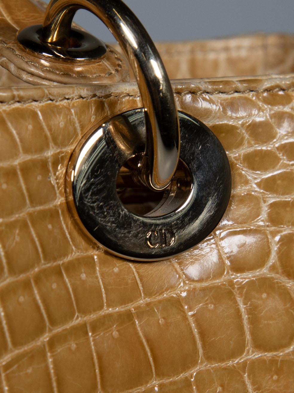 Dior 2012 Camel Croc Leather Lady Dior Handbag For Sale 1