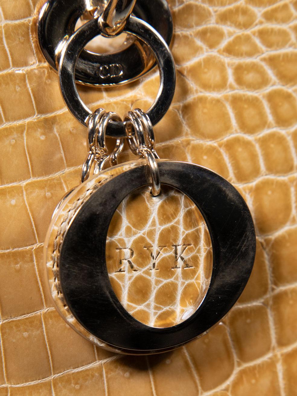 Dior 2012 Camel Croc Leather Lady Dior Handbag For Sale 2