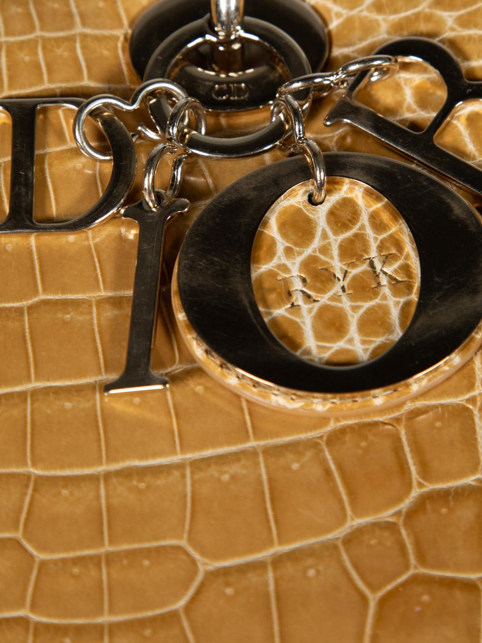 Dior 2012 Camel Croc Leather Lady Dior Handbag For Sale 3