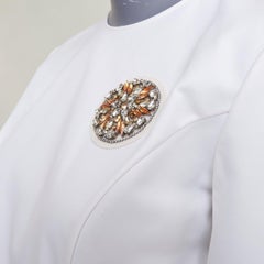 DIOR 2013 gold rhinestone embellished badge cotton blend peplum top FR38 M