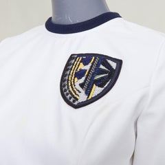 DIOR 2014 off-white navy sequin badge cotton peplum top FR36 S