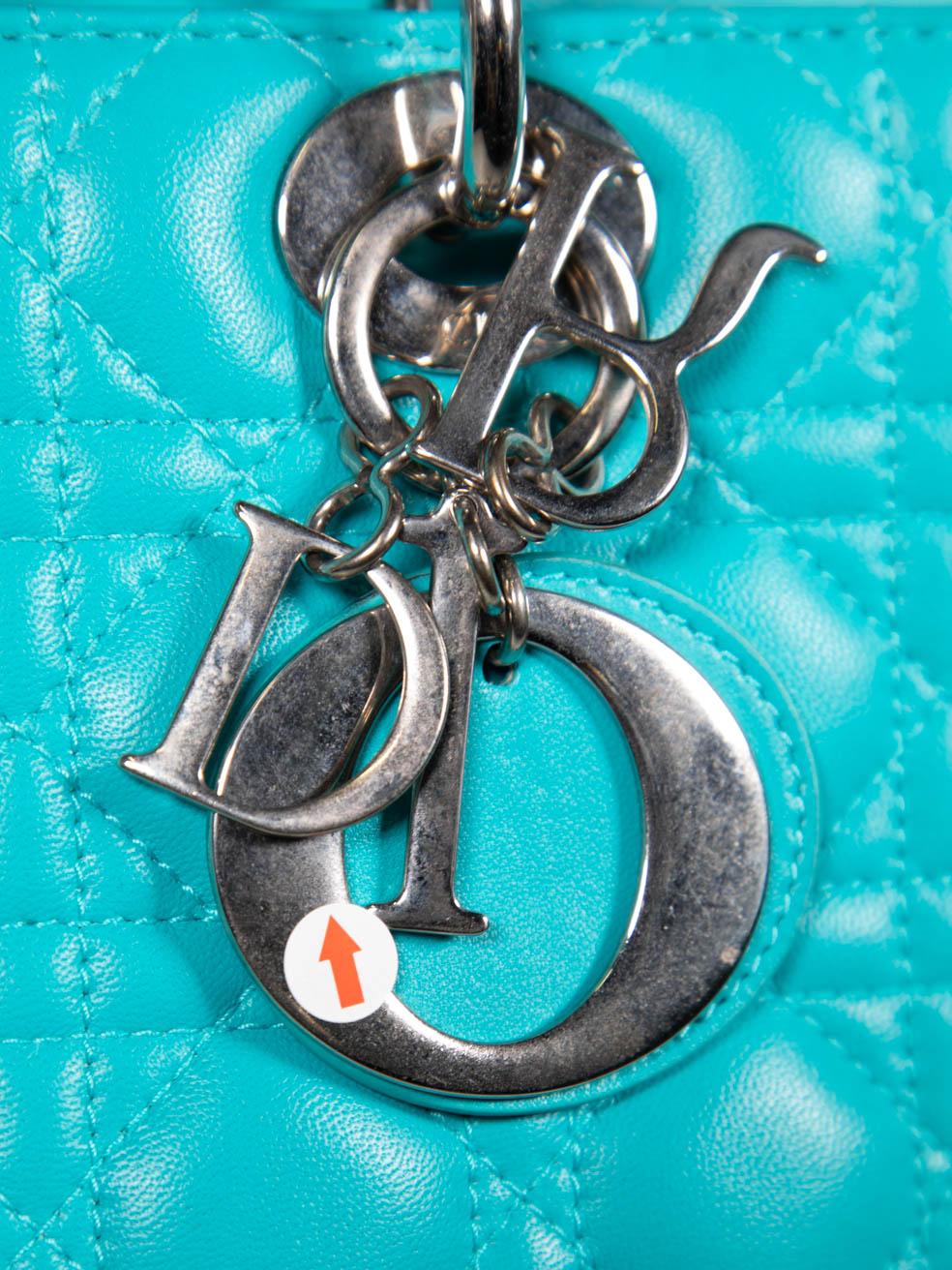 Dior 2014 Turquoise Lambskin Large Lady Dior For Sale 5