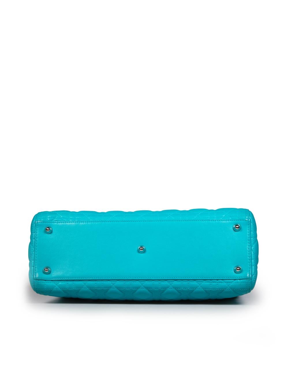 Dior 2014 Turquoise Lambskin Large Lady Dior In Good Condition For Sale In London, GB