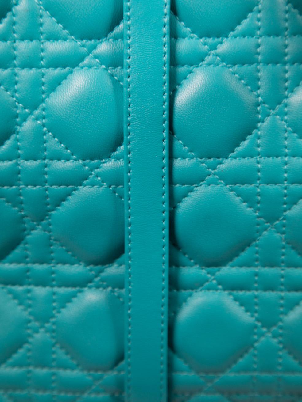 Dior 2014 Turquoise Lambskin Large Lady Dior For Sale 2