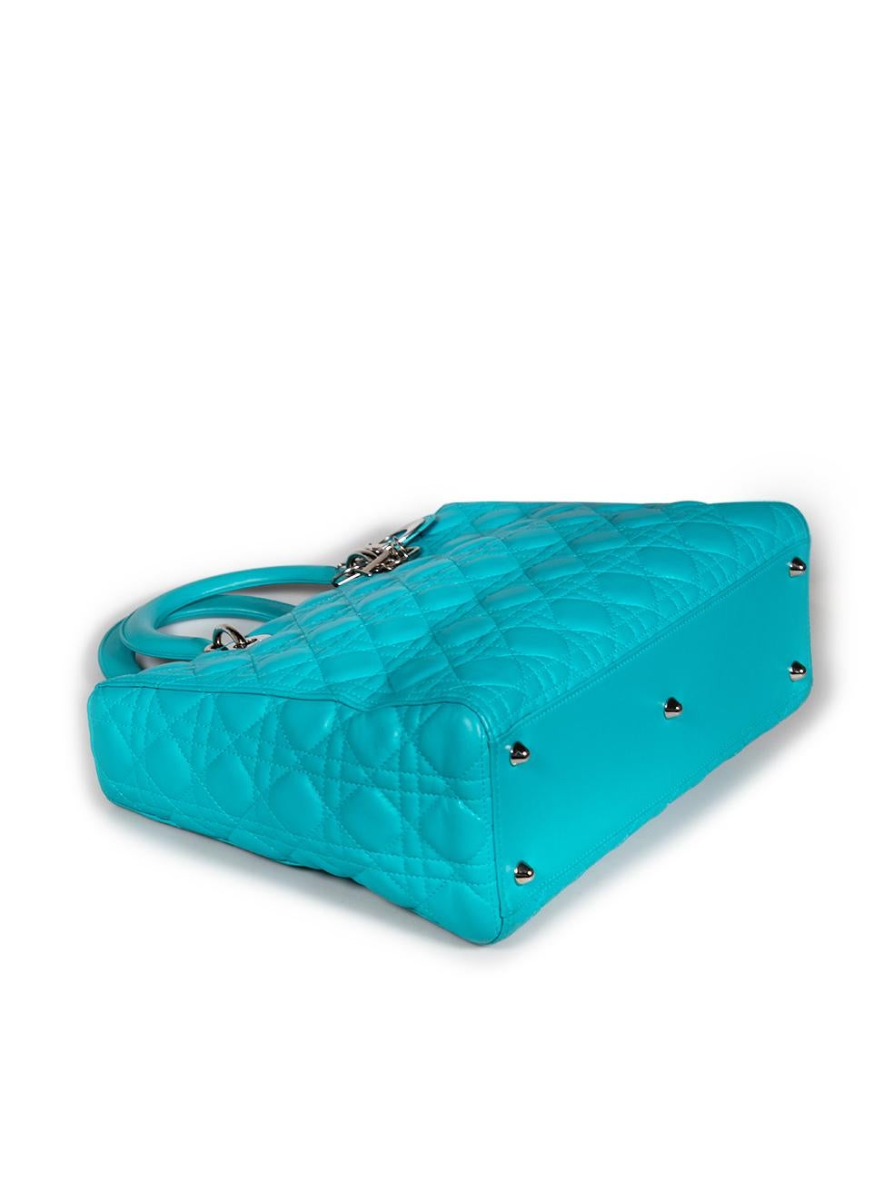 Dior 2014 Turquoise Lambskin Large Lady Dior For Sale 3