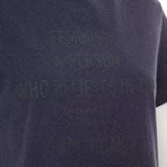 DIOR 2017 Feminist Definition navy cotton linen washed effect tshirt S