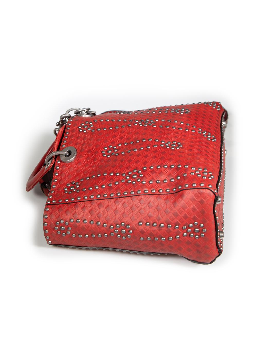Dior 2017 Red Leather Studded Lady Dior Tote 3
