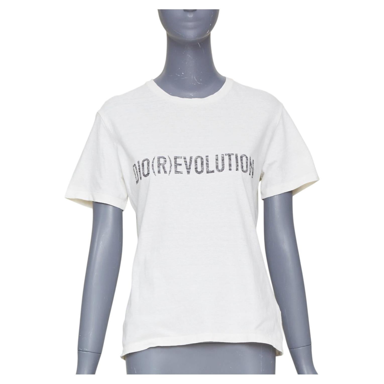 DIOR 2017 Runway DioRevolution off white cotton linen graphic jersey tshirt top For Sale