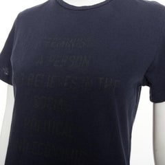 DIOR 2017 Runway Feminist Definition slogan navy cotton linen knit tshirt XS