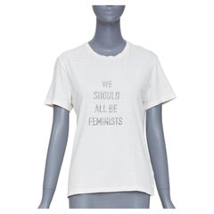 DIOR 2017 Runway We Should All Be Feminists ecru cotton linen t-shirt S