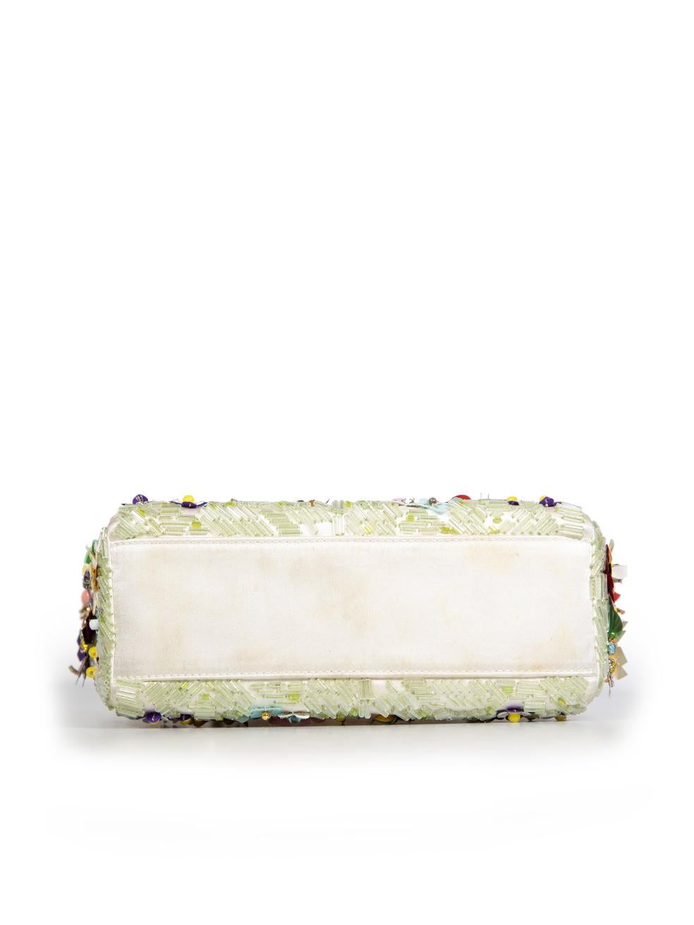 Women's Dior 2017 White Satin Floral Beaded Mini Lady Dior