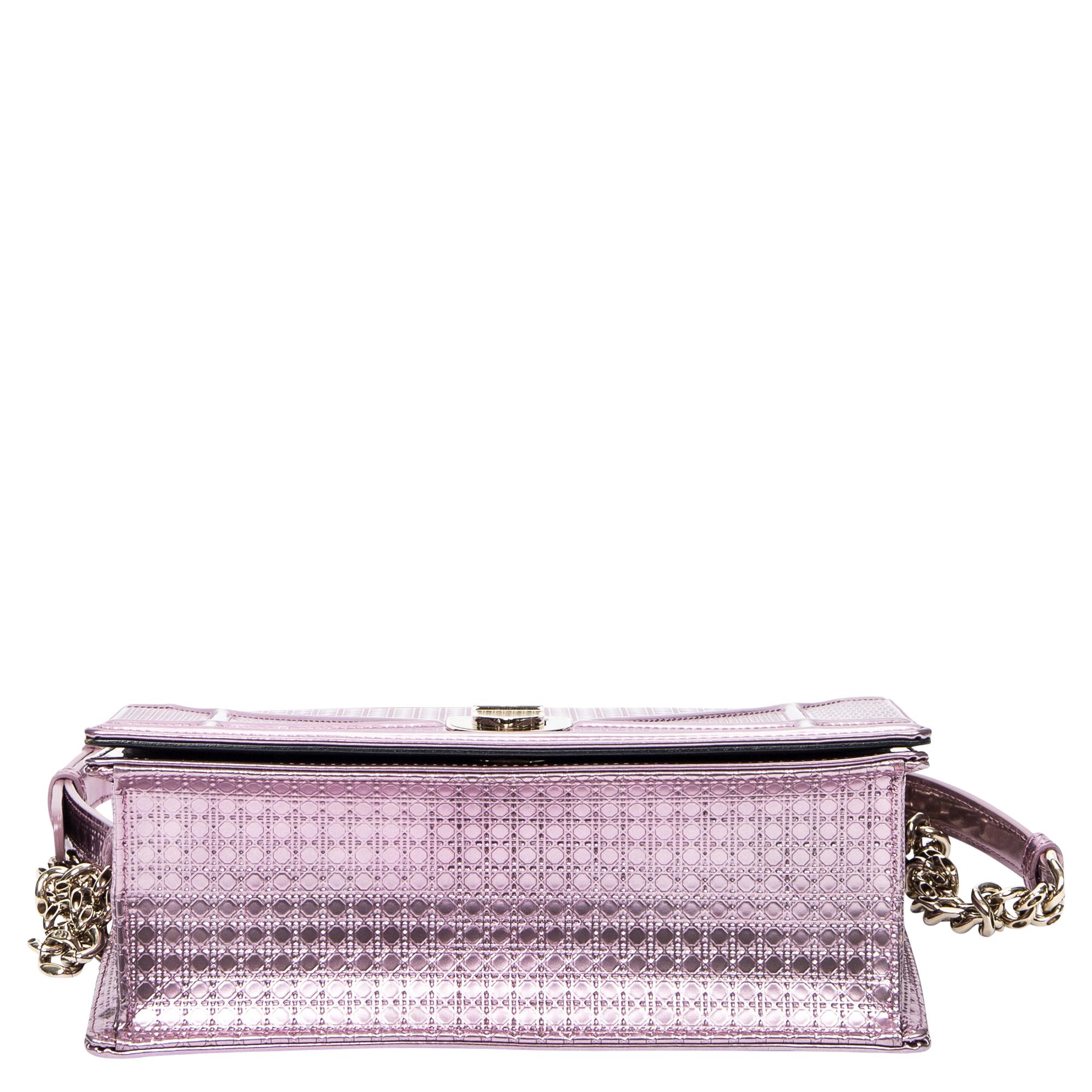 Women's or Men's Dior 2018 Metallic Pink Cannage Crossbody Bag For Sale