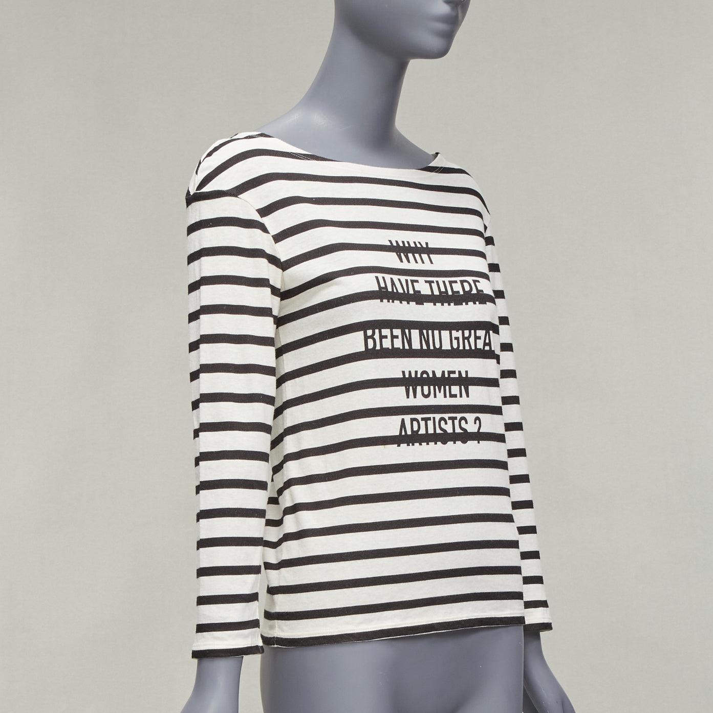 Gray DIOR 2018 Runway No Great Women Artists striped cotton linen striped tshirt XS For Sale