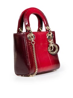 Dior 2019 Red Snakeskin Ombre Mini Lady Dior Bag