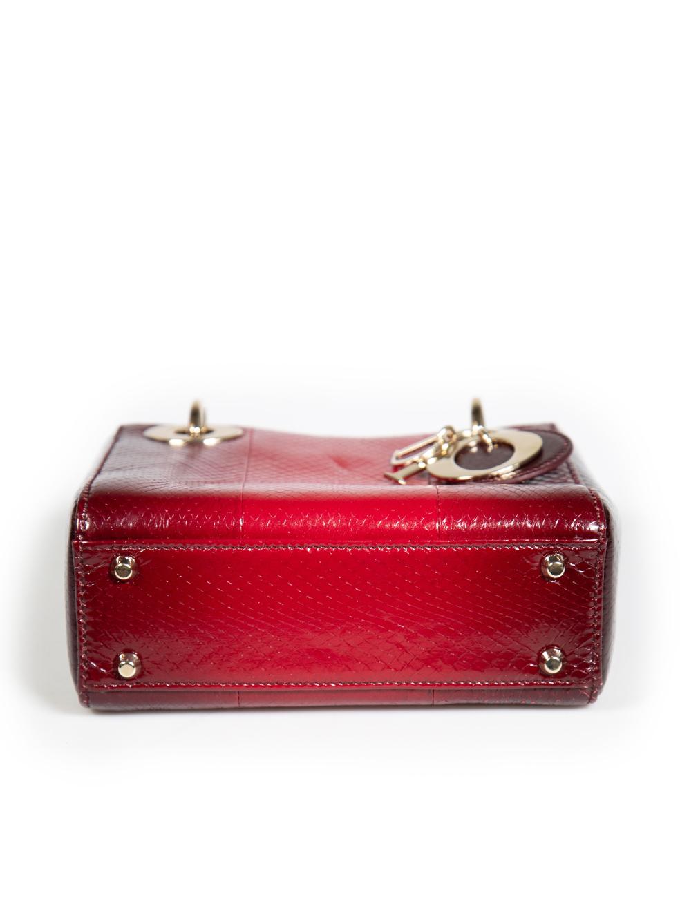 Women's Dior 2019 Red Snakeskin Ombre Mini Lady Dior Bag