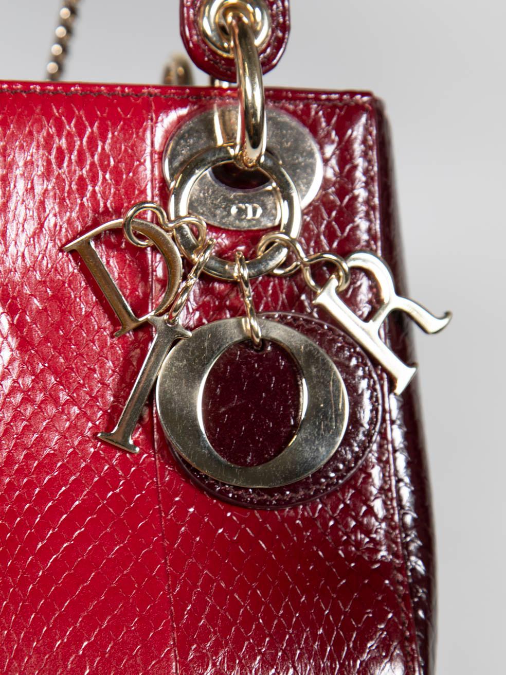 Dior 2019 Red Snakeskin Ombre Mini Lady Dior Bag 2