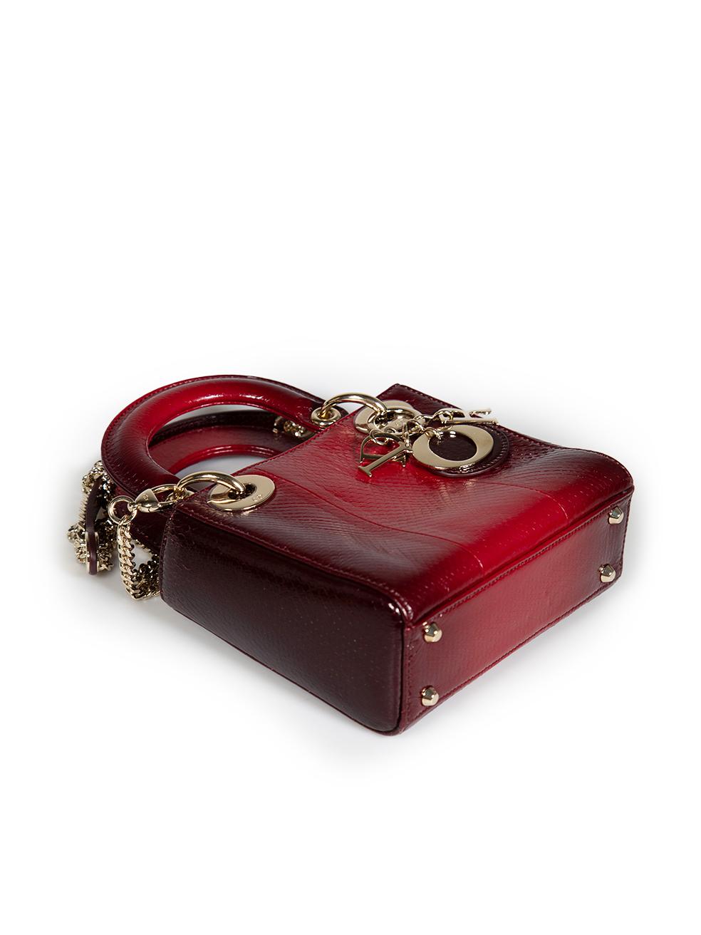 Dior 2019 Red Snakeskin Ombre Mini Lady Dior Bag 4