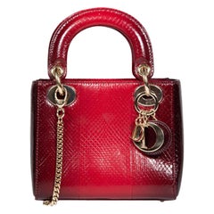 Dior 2019 Red Snakeskin Ombre Mini Lady Dior Bag