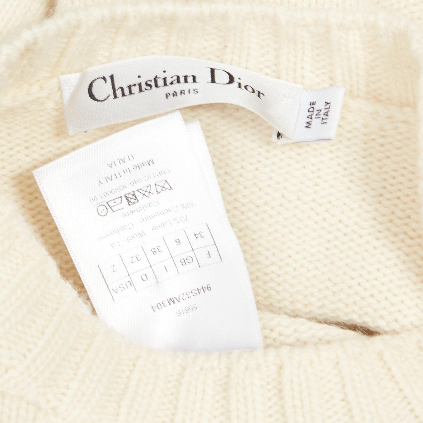 DIOR 2019 wool cashmere cream Rather Be Sailing long pullover sweater FR34 XS For Sale 6