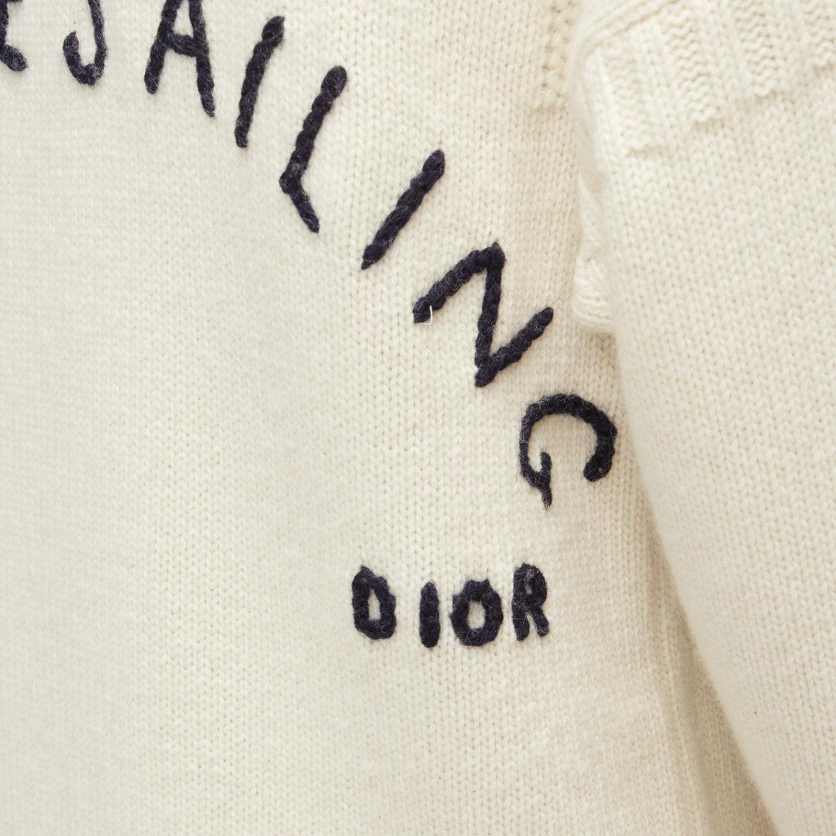 DIOR 2019 wool cashmere cream Rather Be Sailing long pullover sweater FR34 XS In Good Condition For Sale In Hong Kong, NT