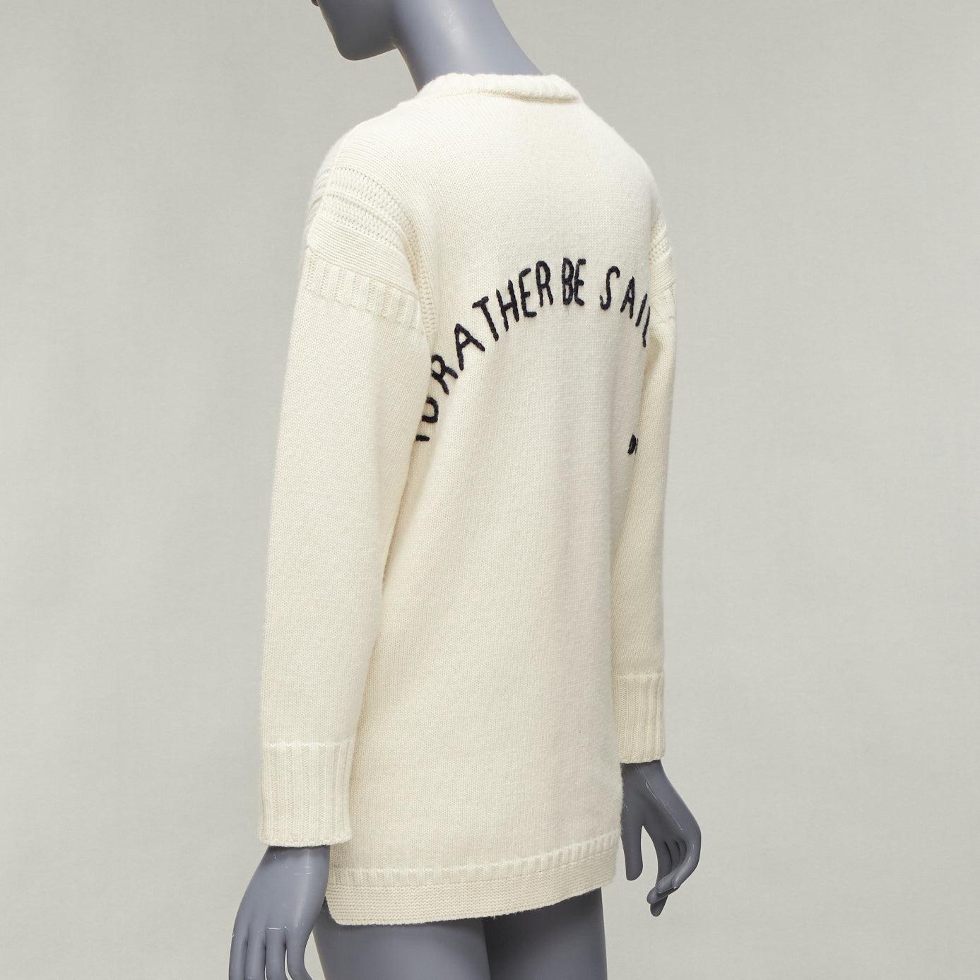 DIOR 2019 wool cashmere cream Rather Be Sailing long pullover sweater FR34 XS For Sale 2