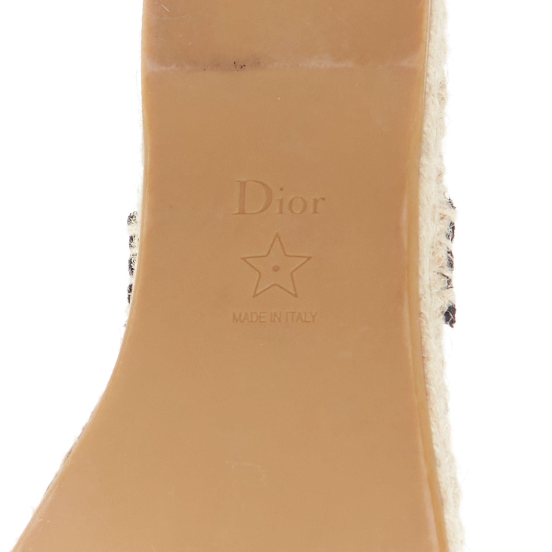 DIOR 2020 Diorexpress black embroidered cotton rope tie jute sandals EU37 For Sale 5
