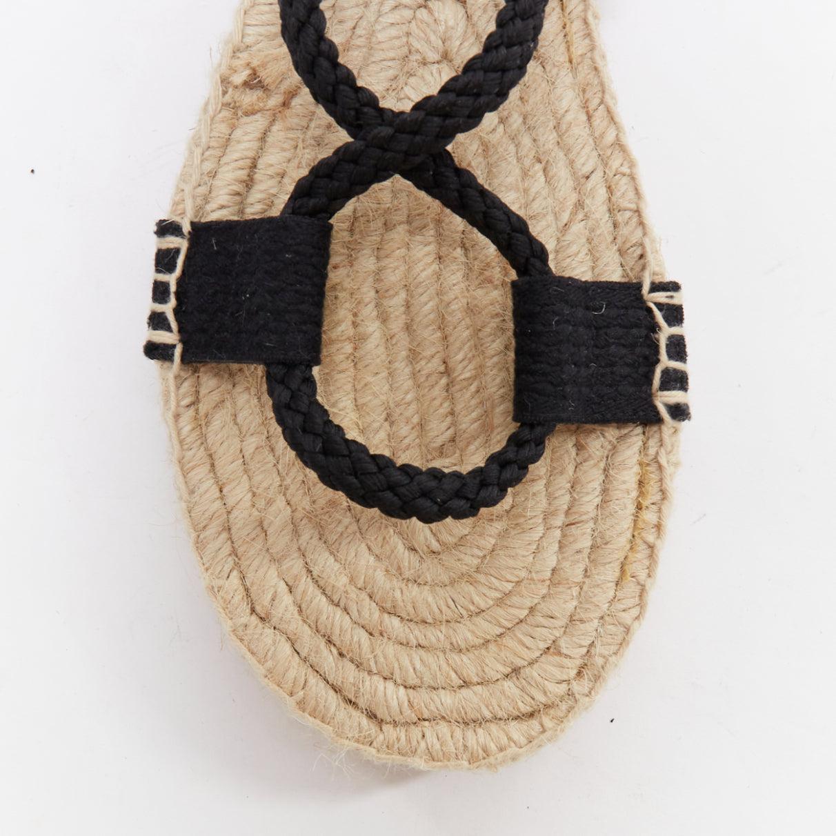DIOR 2020 Diorexpress black embroidered cotton rope tie jute sandals EU37 For Sale 1
