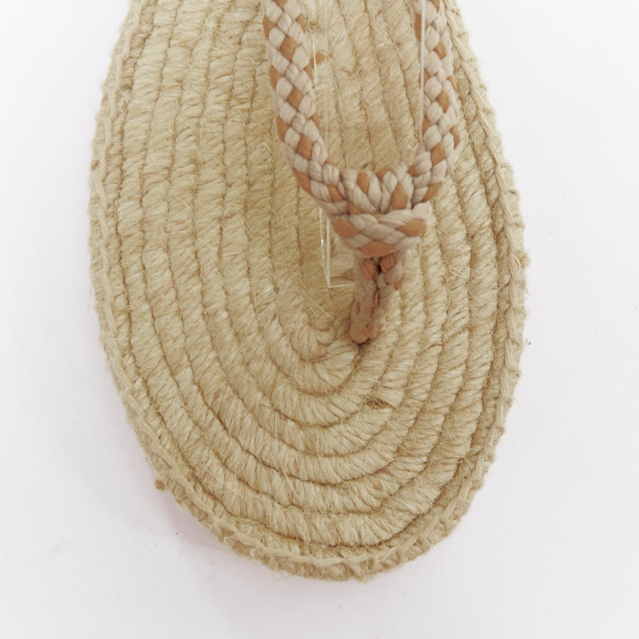 DIOR 2020 Diorexpress nude embroidered cotton rope tie jute sandals EU37 For Sale 1