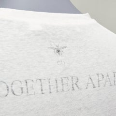 DIOR 2020 MMXX Together Apart print ecru washed cotton linen sleeve tshirt XS
