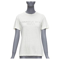 DIOR 2020 MMXX Together Apart print ecru washed cotton linen sleeve tshirt XS
